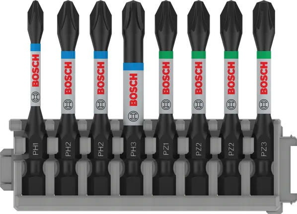 Zestaw bitów do wkrętarek udarowych Bosch PRO, 8 sztuk, 55 mm, różne.