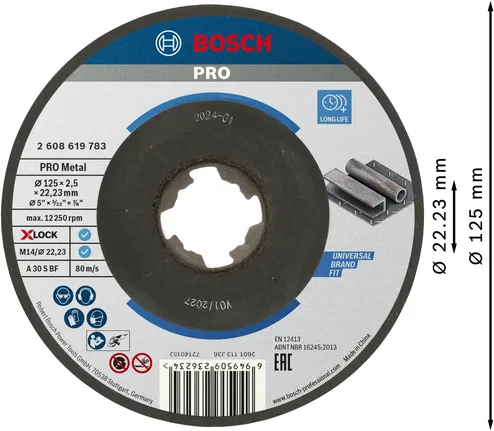 Tarcza tnąca Bosch PRO Metal Bonded 125 mm X-Lock.