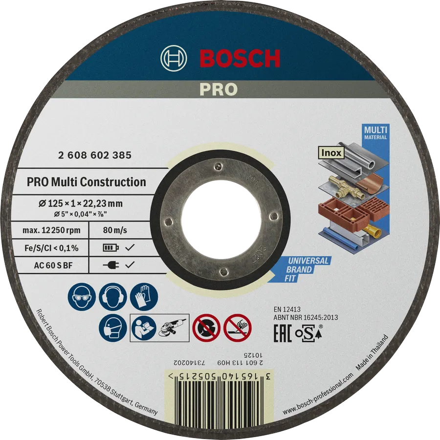 Tarcza tnąca Bosch PRO Multi Material 125 mm do uniwersalnego zastosowania.