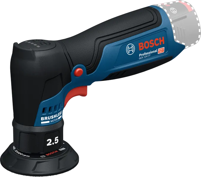 Szlifierka mimośrodowa Bosch GEX 12V-77 z silnikiem bezszczotkowym.