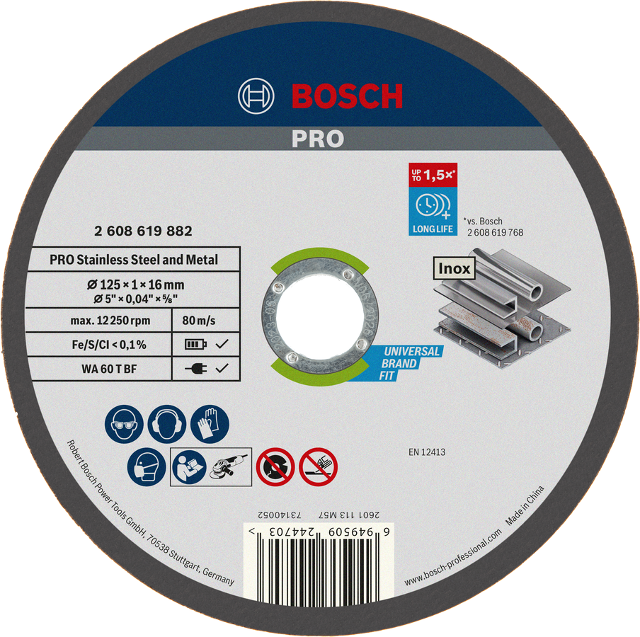 Tarcza tnąca do stali nierdzewnej i metalu Bosch PRO 125 mm.