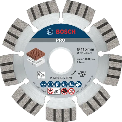 Tarcza ścierna diamentowa Bosch PRO 115 mm do cięcia.