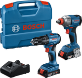 Zestaw narzędzi akumulatorowych Bosch GDX 18V-285 i GSB 185-LI.