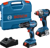 Zestaw narzędzi akumulatorowych Bosch GDX 18V-285 i GSB 185-LI.