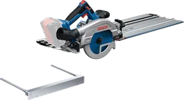 Akumulatorowa pilarka tarczowa Bosch GKS 18V-57-2 GX z szyną prowadzącą.