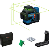 Niwelator laserowy Bosch GLL 12V-100 z zielonymi liniami.