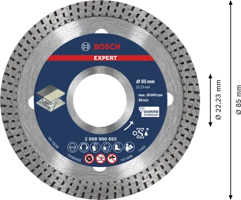 Diamentowa tarcza tnąca Bosch EXPERT HardCeramic 85 mm.