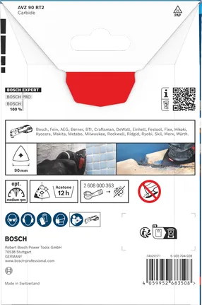 Płyta szlifierska z węglików spiekanych Bosch EXPERT AVZ 90 RT2, 90 mm.