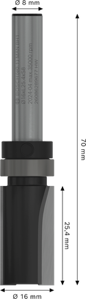 Frez górny Bosch PRO z łożyskiem płaskim, 16 x 25,4 mm.