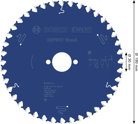 Tarcza piły tarczowej Bosch EXPERT Wood 190 mm T40.