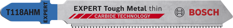 Brzeszczot do wyrzynarki Bosch EXPERT Tough Metal T118AHM, zęby z węglików spiekanych.