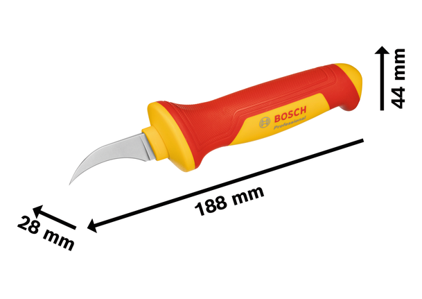 Nóż do zdejmowania izolacji Bosch VDE z ergonomicznym uchwytem.