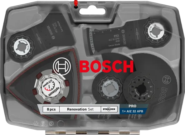 Zestaw ostrzy renowacyjnych Bosch , 8 szt., w plastikowym opakowaniu.