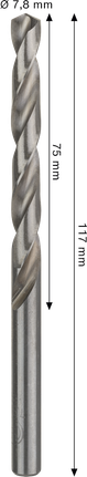 Wiertło kręte Bosch PRO Metal HSS-G o średnicy 7,8 mm.