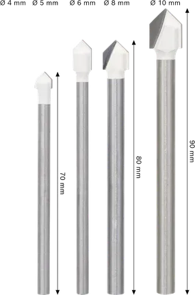 Zestaw wierteł diamentowych Bosch PRO do glazury, różne rozmiary.