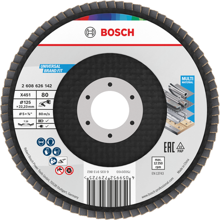 Tarcza listkowa Bosch X451 125 mm G80 do obróbki wielu materiałów.