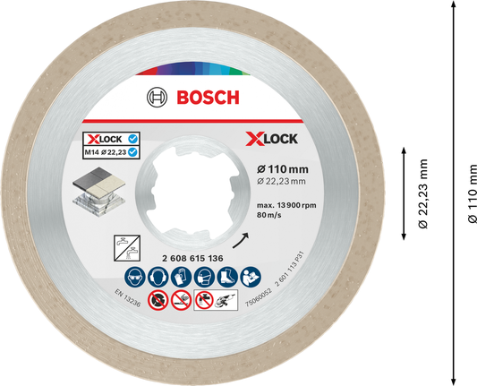 Ceramiczna tarcza tnąca Bosch 110 mm X-Lock.