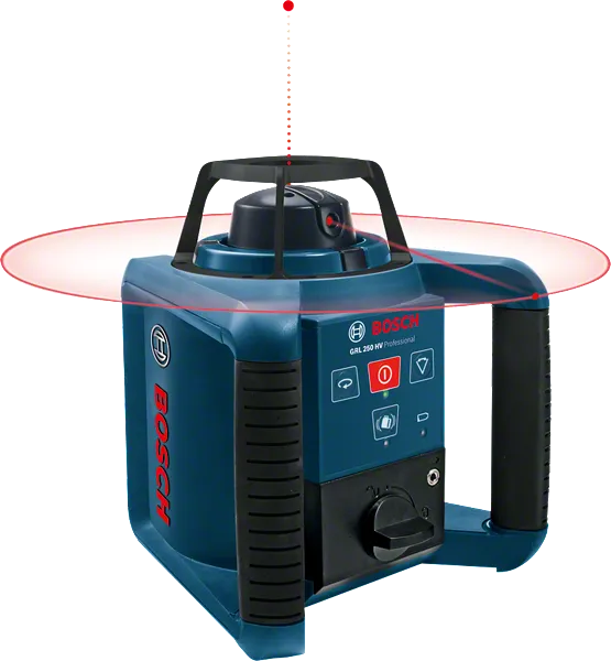 Niwelator laserowy obrotowy Bosch GRL 250 HV, zasięg 250 m.