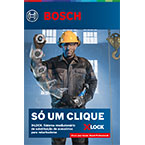 Homem com capacete amarelado, segurando ferramentas Bosch em ambiente de trabalho.