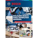 Catálogo Bosch com ferramentas para trabalhar madeira, imagens de serras e acessórios.