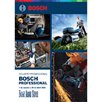 Imagem com ferramentas Bosch em uso, mostrando pessoas em atividades de construção e jardinagem.