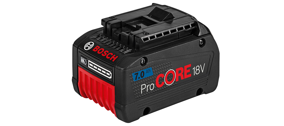 Bateria Bosch Professional ProCORE 18V, 7.0Ah, com design preto e vermelho.