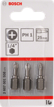 Conjunto de três bits de chave de fendas Bosch PH1 de 25 mm.