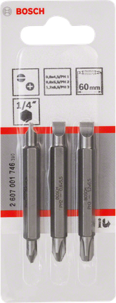 Conjunto de bits de chave de fendas Bosch de 60 mm para berbequins.