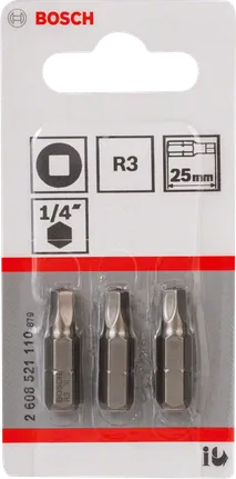 Conjunto de bits de chave de fendas Bosch R3 de 25 mm, 1/4 de polegada.