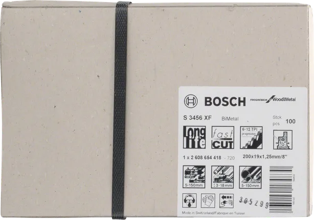Lâminas de serra bimetálicas Bosch S 3456 XF para madeira e metal.