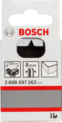 Broca para dobradiça de braço articulado Bosch, com 30 mm de diâmetro, haste de 8 mm.