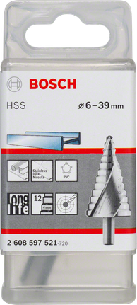 Broca escalonada Bosch HSS de 6 a 39 mm para metal e plástico.