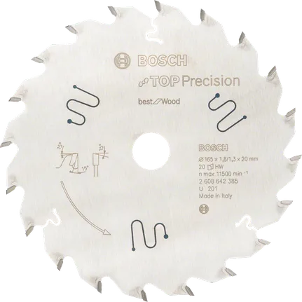 Lâmina de serra circular Bosch Top Precision Best for Wood, 165 mm.
