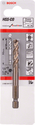 Broca piloto Bosch HSS-Co para metal e madeira.