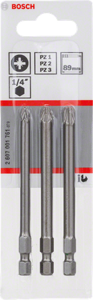 Conjunto de 3 pontas de chave de fendas extra duras Bosch de 89 mm.