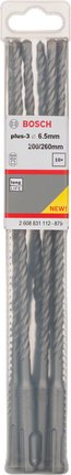 Broca para berbequim de impacto Bosch SDS plus-3 de 6,5 mm com 200 mm de comprimento.