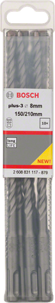 Broca para berbequim de impacto Bosch SDS plus-3 de 8 mm (embalagem).