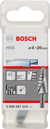 Broca escalonada Bosch HSS de 4 a 20 mm para metal.