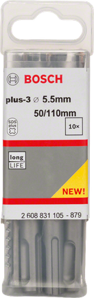 Broca de impacto Bosch SDS plus-3 de 5,5 mm de longa duração.