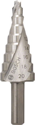 Broca escalonada Bosch HSS de 4 a 20 mm para perfuração de metal.