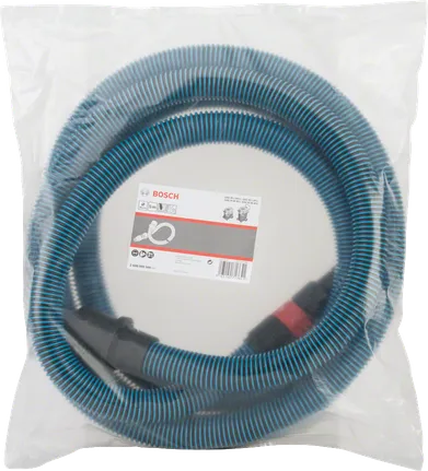 Mangueira antiestática Bosch com encaixe de baioneta e adaptador.