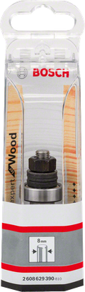 Haste Bosch para fresa de ranhurar com haste de 8 mm e guia com rolamento de esferas.