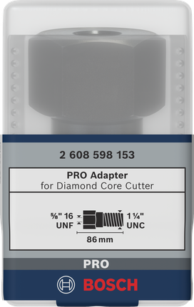 Adaptador Bosch PRO para fresa de núcleo diamantada.