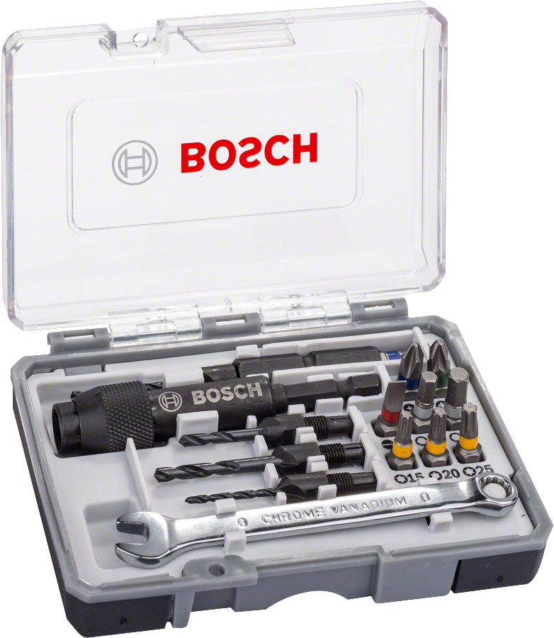 Conjunto de 20 brocas para aparafusadora Bosch Drill&Drive em estojo.