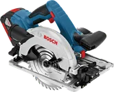 Serra circular sem fio Bosch GKS 18 V-LI para corte de madeira.