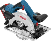 Serra circular sem fio Bosch GKS 18 V-LI para corte de madeira.