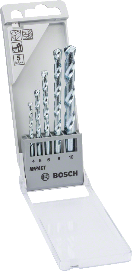 Conjunto de 5 brocas para alvenaria Bosch CYL-1, de 4 a 10 mm.