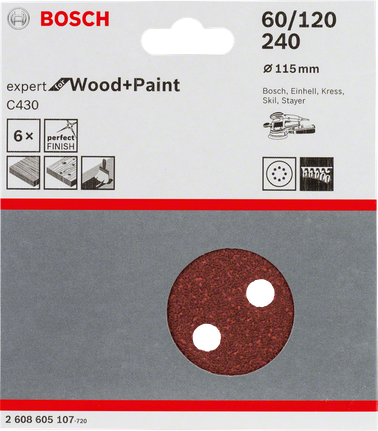 Folha de lixa Bosch C430 115 mm, embalagem de 5.