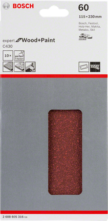 Folha de lixa Bosch C430 115×230mm embalagem de 10.