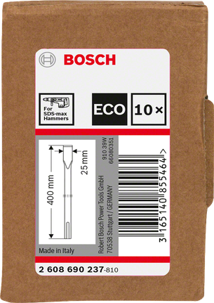 Cinzel de martelo Bosch ECO SDS-max 400mm, embalagem de 10 unidades.